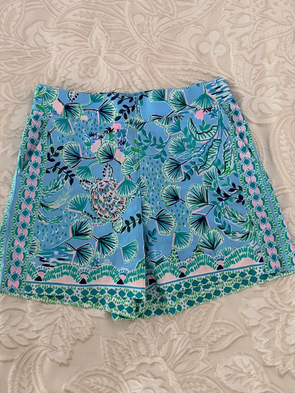 Lilly Pulitzer Blue Neilah Tropical-Print Shorts